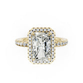 Lab Grown Radiant Diamond Halo Engagement Ring With Pave Set Band