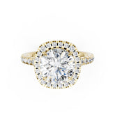 Lab Grown Round Diamond Halo Engagement Ring With Pave Set Band