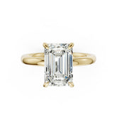 Hidden Halo Emerald Cut Diamond Engagement Ring
