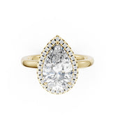 Pear Cut Lab Created Diamond Halo Anniversary Ring
