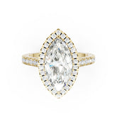 Marquise Cut Diamond Floating Halo with Pavé Ring