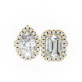 You And Me Pear And Emerald Diamond Cathedral Shank Ring