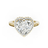 Heart Brilliant Cut Halo Diamond Cathedral Shank Ring