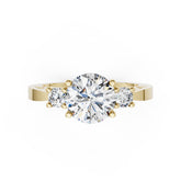 Three-Stone Round Cut Diamond With Filigree Infinity Band Ring