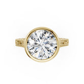 Round Cut Bezel Set Filigree Engagement Ring