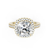 Cushion Cut Diamond Floating Halo with Pavé Ring