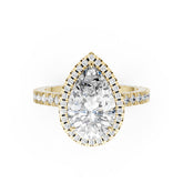 Pear Cut Diamond Floating Halo with Pavé Ring