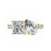 You And Me Princess And Pear Diamond Ring