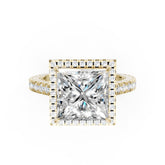 Princess Cut Diamond Floating Halo with Pavé Ring