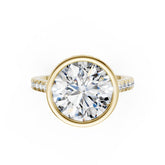 Round Brilliant Diamond Bezel Engagement Ring with Hidden Halo Diamond
