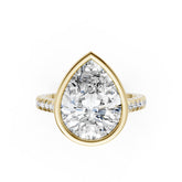 Pear Brilliant Diamond Bezel Engagement Ring with Hidden Halo Diamond