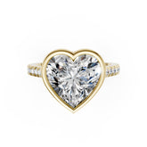 Heart Brilliant Diamond Bezel Engagement Ring with Hidden Halo Diamond