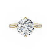 Elegant Round Cut Diamond Ring With Delicate Pavé Band