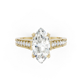 Marquise Cut Diamond with Pavé Bridge Hidden Halo Ring