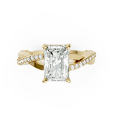 Radiant Cut Diamond Pave Set Criss-Cross Ring