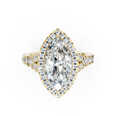 Marquise Cut Halo & V-Split Shank Pavé Diamond Ring