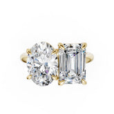 Emerald And Oval Cut Diamond Two-Stone Ring