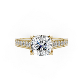 Cushion Cut Diamond With Pavé Bridge Hidden Halo Ring