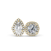 You And Me Pear And Cushion Diamond Cathedral Shank Ring