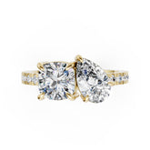 You And Me Cushion and Pear Diamond Ring