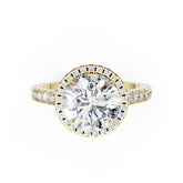 Round Cut Diamond Floating Halo with Pavé Ring