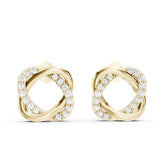 Round Cut Twisted Pave Knot Stud Earrings