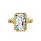 Radiant Cut Bezel Set Filigree Engagement Ring