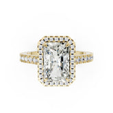 Radiant Cut Diamond Floating Halo with Pavé Ring
