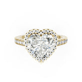 Heart Cut Diamond Floating Halo with Pavé Ring