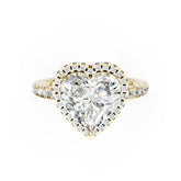 Lab Grown Heart Diamond Halo Engagement Ring With Pave Set Band