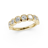 Bezel Set Cushion Diamond Half Eternity Band