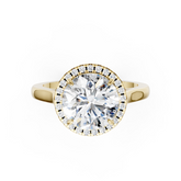 Round Brilliant Cut Halo Diamond Cathedral Shank Ring