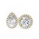 You And Me Pear And Round Diamond Cathedral Shank Ring
