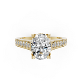 Oval Cut Diamond with Pavé Bridge Hidden Halo Ring