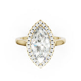 Marquise Brilliant Cut Halo Diamond Cathedral Shank Ring