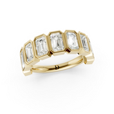 Bezel Set Emerald Diamond Half Eternity Band
