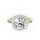 Cushion Brilliant Cut Halo Diamond Cathedral Shank Ring