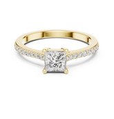 Princess Cut Diamond Pave Set Engagement Ring