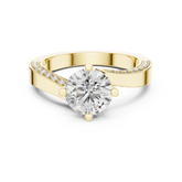 Round Cut Diamond Bridal Ring With Wide Flat Band