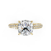 Hidden Halo Cushion Cut With Double Row Twisted Ring