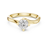 Round Brilliant Solitaire Diamond Bypass Shank Proposal Ring