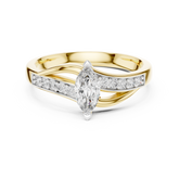 Marquise Cut Diamond Bypass Ring With Brilliant Pave Setting