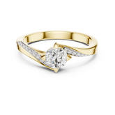 Round Cut Diamond Bypass Engagement Ring With Compass Setting