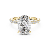 Oval Diamond Double Hidden Halo Pave Set Ring