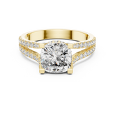 Cushion Cut Split Shank Pave Anniversary Ring