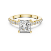 Princess Cut Lab Diamond Cathedral Shank Ring
