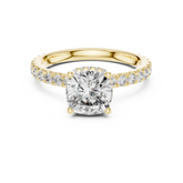 Cushion Diamond Double Hidden Halo Ring