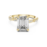 Emerald Cut Milgrain Pave Set Engagement Ring