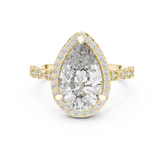Pear Diamond Halo Ring with Milgrain Pear Station Band