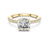 Micro Pave Hidden Halo Cushion Diamond Ring